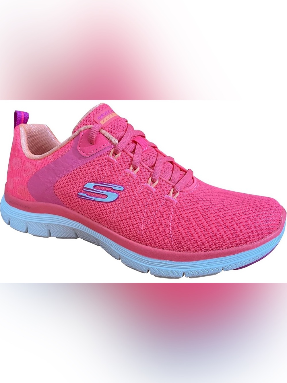 Skechers Flex Appeal Women's Hot Pink Mesh Lace-Up Sneakers 7.5